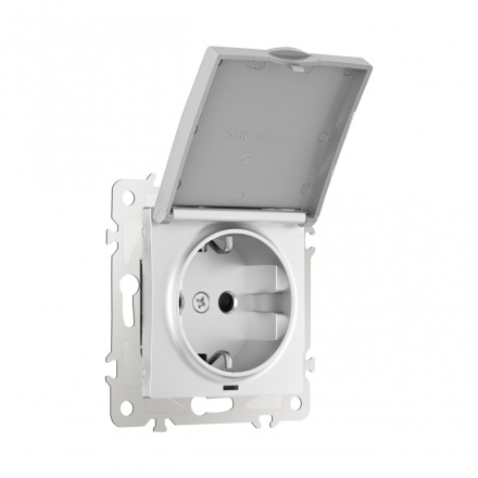Розетка с заземлением, шторками и защитной крышкой Arte Milano 206.41-1.silver