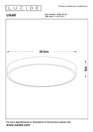 Потолочный светильник Lucide Unar 79185/40/30