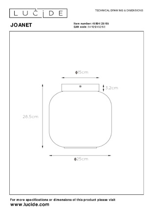 Потолочный светильник Lucide Joanet 45194/25/65