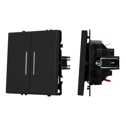 Механизм выключателя двухклавишный непроходной Arlight LED SWT-NOBE-MK02-SFPL-L-BK (230V, 10A) 054264