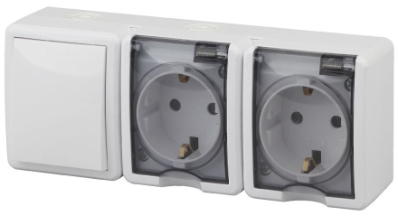 Блок две розетки+выключатель Эра 11-7403-01 Б0027673