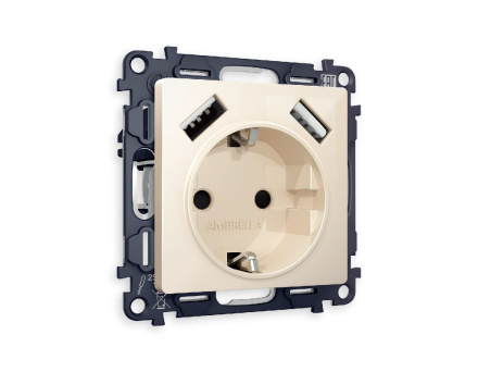 Комплект механизма розетки 2USB A+A 18W (быстрая зарядка) с/з Ambrella Volt Alfa MA309010