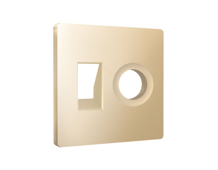 Лицевая панель Alfa (Шампань) для компьютерной/телефонной + TV розетки RJ-45/RJ-11 Quant Ambrella Volt AP6125