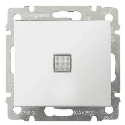 Переключатель одноклавишный на 2 направления Legrand Valena 16A 250V с подсветкой белый 774203