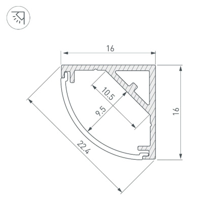 Профиль Arlight SL-KANT-H16-S10-2000 ANOD 053562