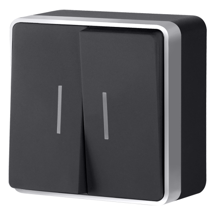 Выключатель двухклавишный с подсветкой Werkel Gallant (черный с серебром) W5020134 4690389164217 a051144