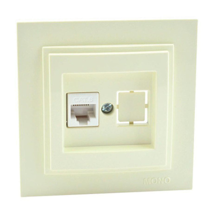 Розетка телефонная Rj45 Cat3 Mono Electric Despina-Larissa крем 500-001725-124