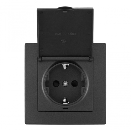 Комплект розетки с/з и шторками, защитной крышкой и рамкой Arte Milano SET06-1-41-1 black