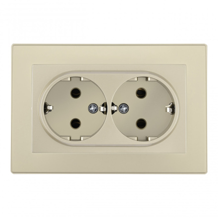 Розетка двойная с/з и шторками Arte Milano SET06-double-40-2 shampan