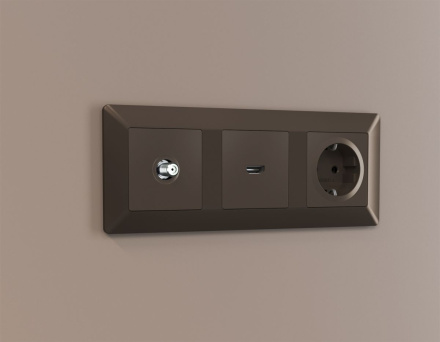 Комплект механизма TV розетки SAT 5-2400MHz 3.5dB Alfa Темная бронза матовый Quant Ambrella Volt MA643050 (AP6430, VM215)