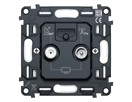 Механизм розетки TV оконечной + SAT 5-862MHz 3.5dB/950-2150MHz 3.5dB QUANT Ambrella Volt VM217