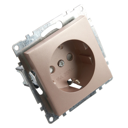 Розетка 1-местная с/з с защитной шторкой Stekker Катрин 39596