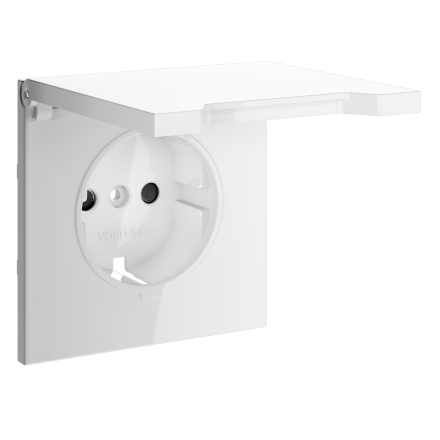 Накладка для розетки с заземлением, защитными шторками и крышкой Voltum S70 (белый глянцевый) VLS000801