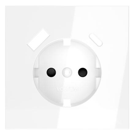 Накладка для розетки с заземлением и защитными шторками, с USB A+C Voltum S70 (белый глянцевый) VLS001001