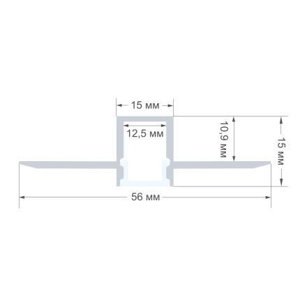 Профиль под штукатурку Apeyron ширина ленты до 12мм (рассеиватель, заглушки - 2шт) 08-48