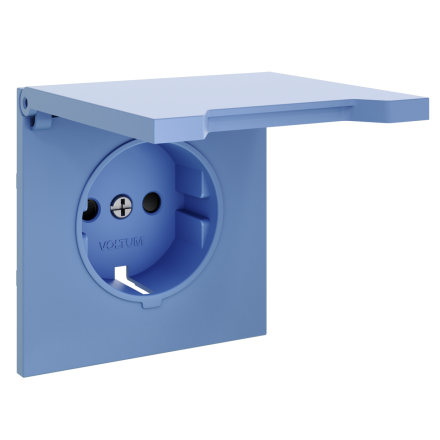 Накладка для розетки с заземлением, защитными шторками и крышкой Voltum S70 (деним) VLS000815