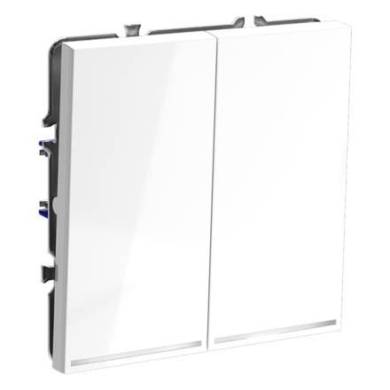 Проходной переключатель двухклавишный с подсветкой Voltum S70 VLS020401 (белый глянцевый)