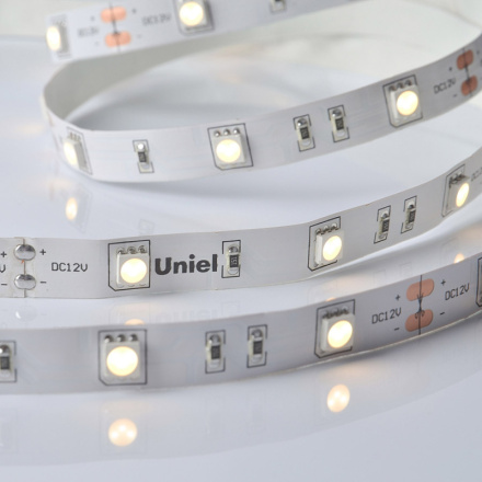 Светодиодная лента Uniel ULS-M22-5050-30LED/m-10mm-IP20-DC12V-7,2W/m-5M-3000K PROFI катушка в герметичной упаковке