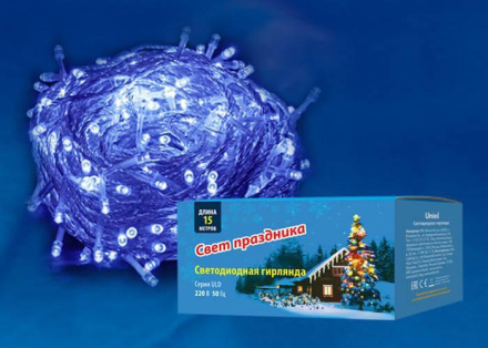 Светодиодная гирлянда (UL-00005255) Uniel 220V синий ULD-S1500-100/DTA Blue IP20